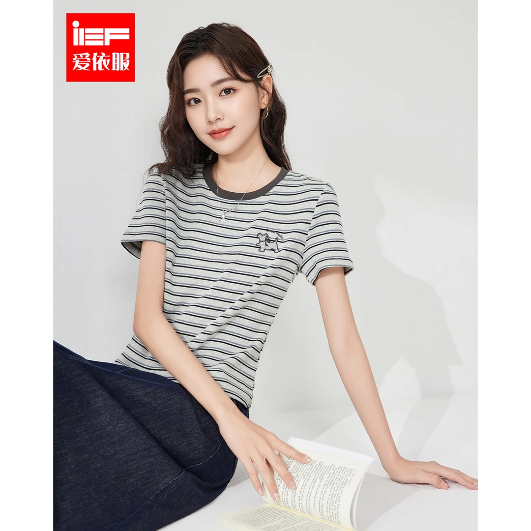 IEF/爱依服短袖上衣2025秋季新款韩版时尚小众设计感通勤百搭T恤