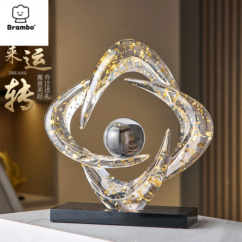 时来运转树脂工艺品新中式高级感客厅玄关家居饰品办公室装饰摆件