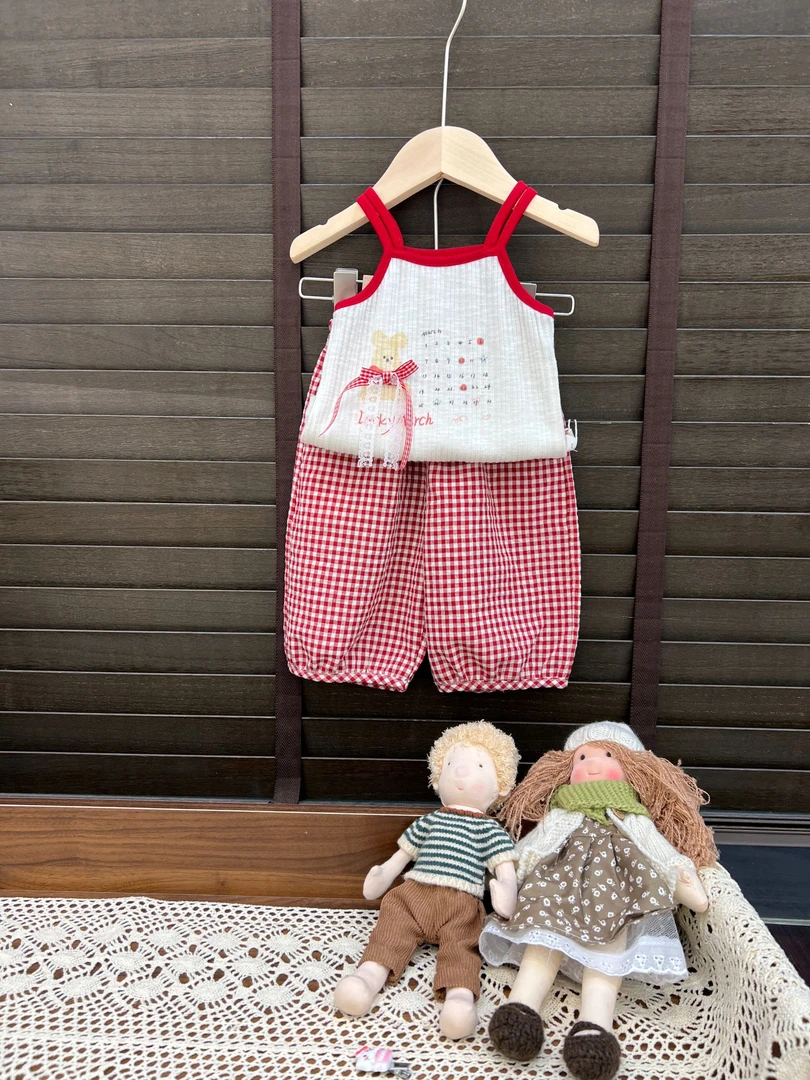 【BDM】2025-夏款女童小熊吊带套装8A153