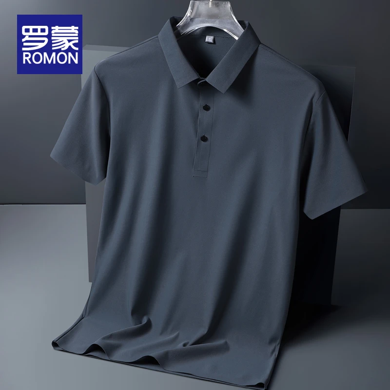 罗蒙弹力Polo衫短袖男款夏季薄款男士纯色冰丝半袖男装休闲上衣男