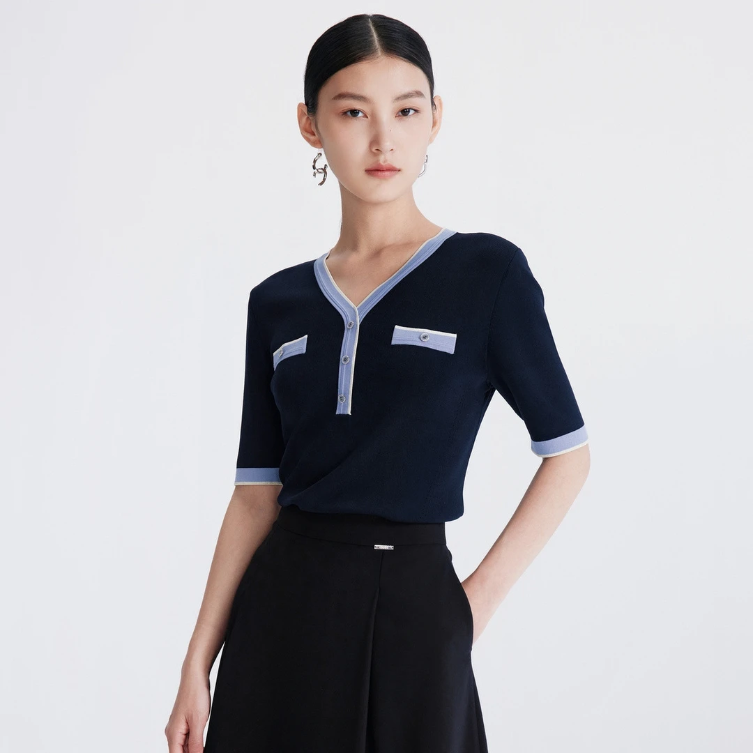 【众心专享价】名媛香风简约舒适短袖针织衫上衣CZ02477A1