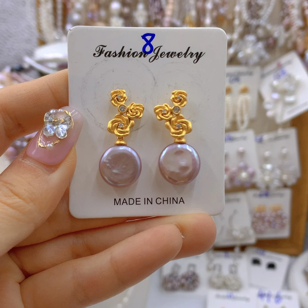 淡水珍珠耳饰银S925镶嵌