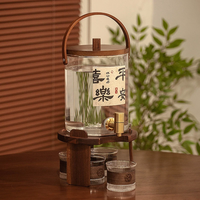 中古风水具耐热冷水壶水桶家用商用大容量水果汁花茶茶壶带龙头