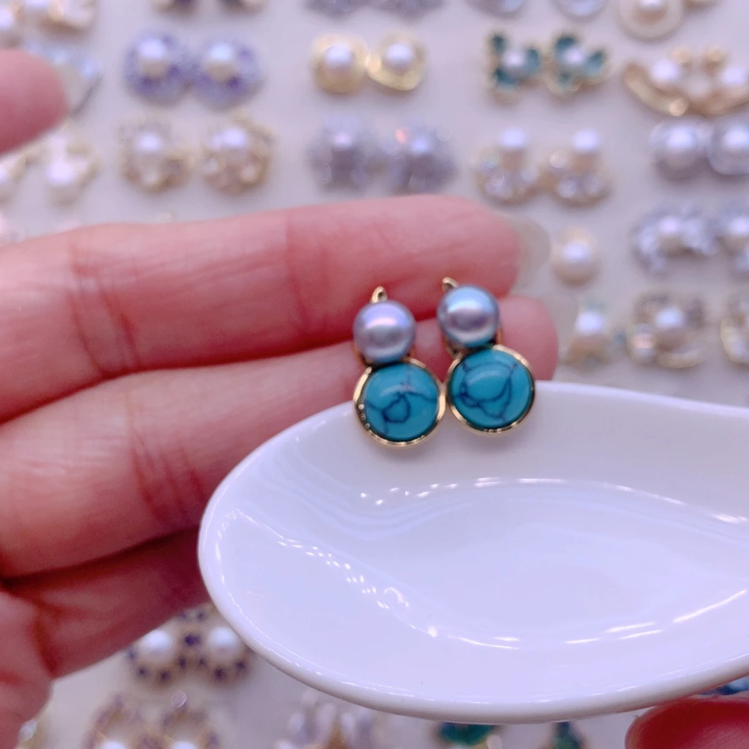 淡水珍珠耳饰合金