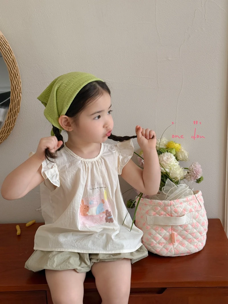one豆25年夏款套装夏装女宝可爱无袖娃娃衫韩系+纯棉短裤中小童
