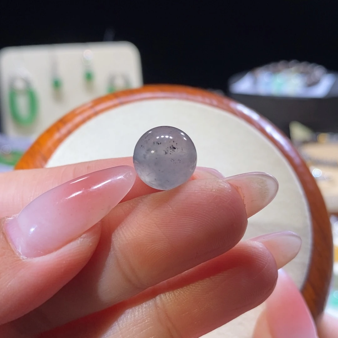 翡翠未镶嵌颈饰翡翠冰黑杠珠卡11.95m