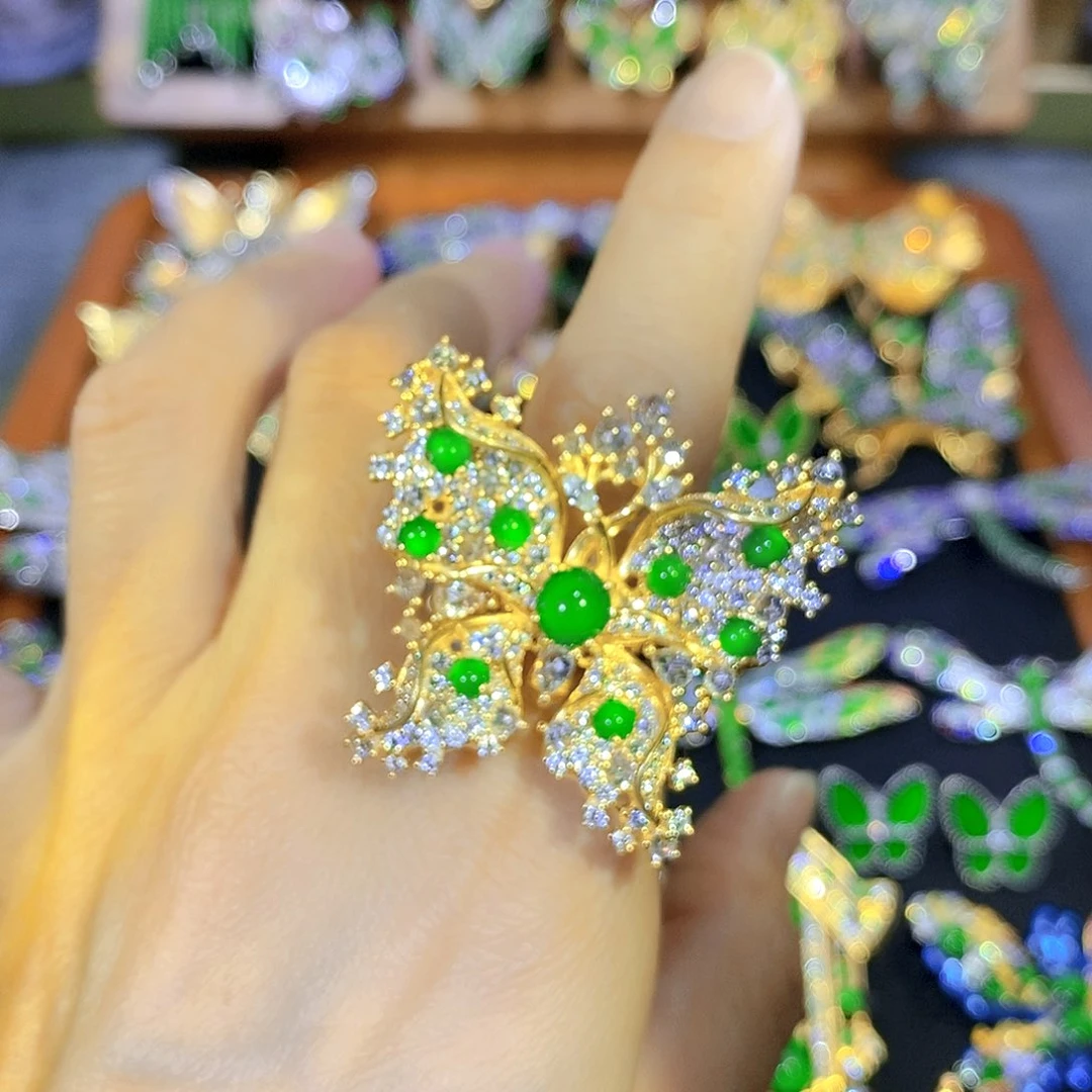 吊坠(不含链)银S925镶嵌翡翠