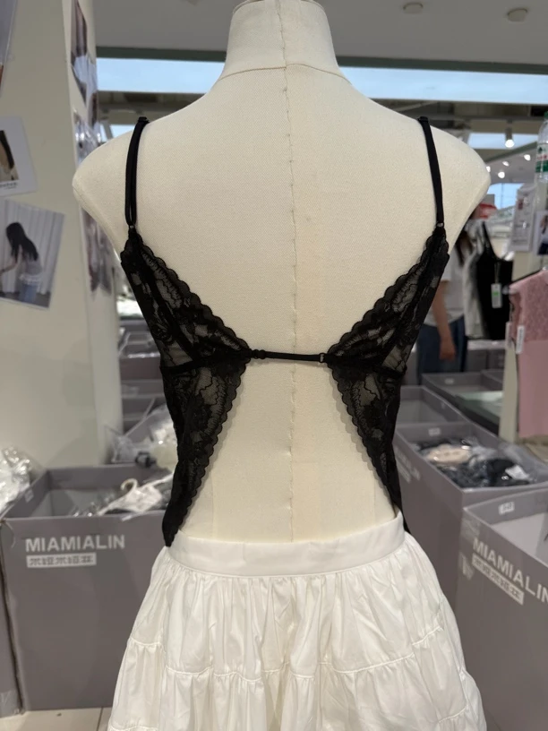 法式性感蕾丝吊带背心女款美背文胸一体外穿内搭 后面带子可调节