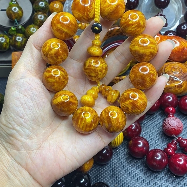 松木琥珀木文玩手串