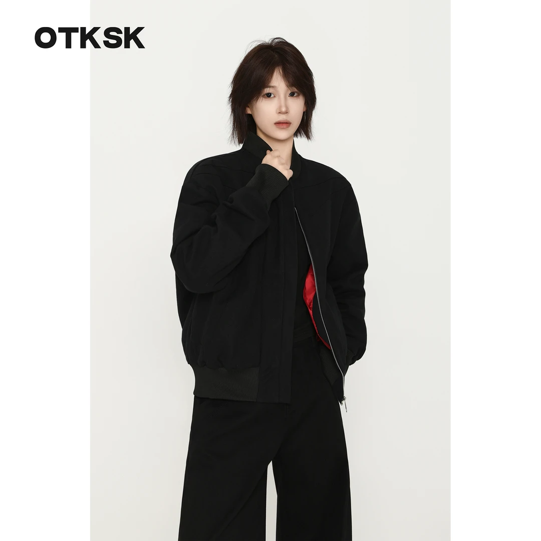 otksk早秋新款重磅解构裁剪倒三角设计做旧水洗棉痞帅硬汉外套