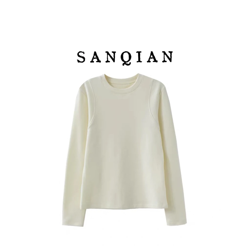 SANQIAN ｜柔软亲肤磨毛显瘦针织打底衫长袖T恤上衣 A21098