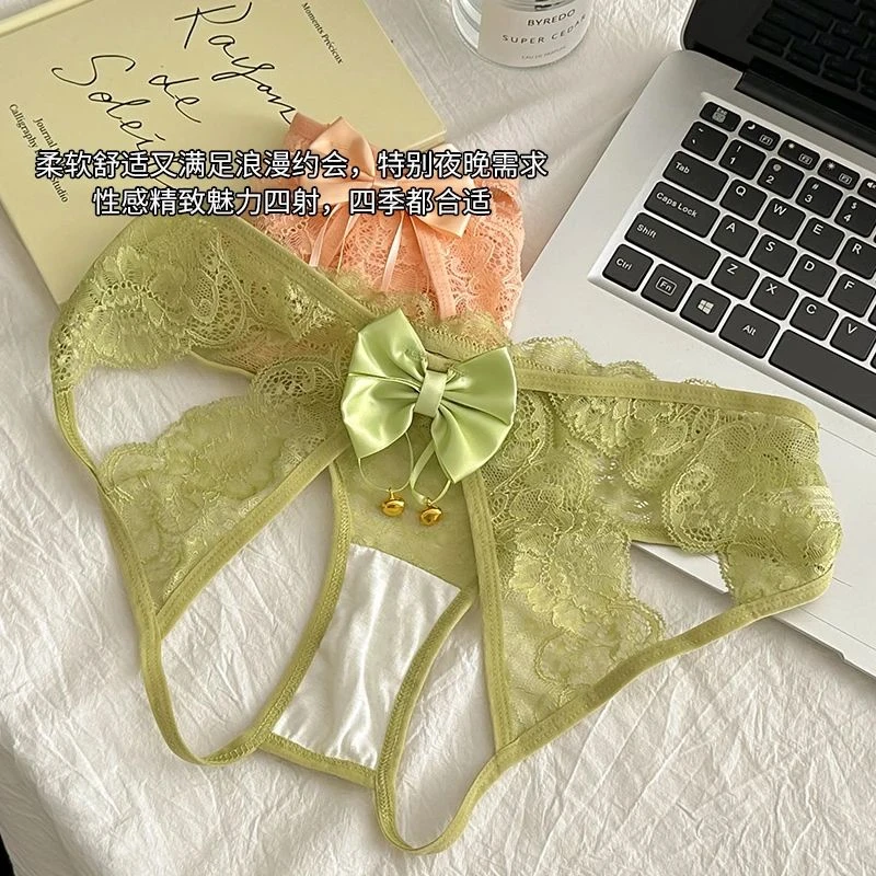 【Lace Lure】法式纯欲辣妹风少女镂空低腰蝴蝶铃铛女士三角内裤