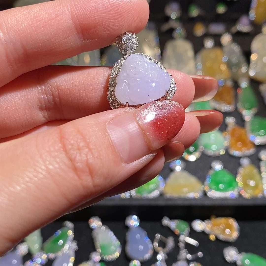 颈饰银S925镶嵌翡翠天然翡翠