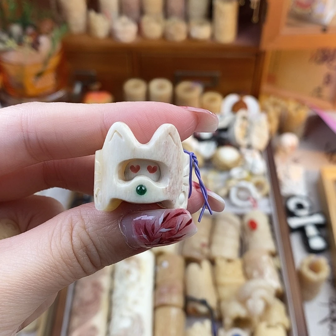 鹿骨把件晴***星M27马骨雕刻的变脸猫跑环骨线福利不退换