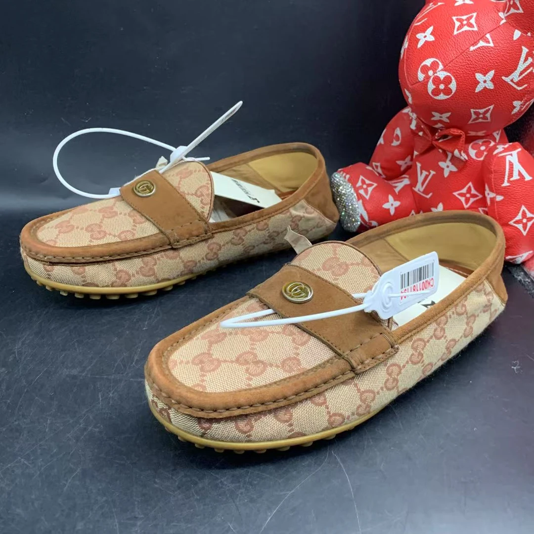 95新 GUCCI/古驰 棕老花豆豆鞋39欧码ddm2027