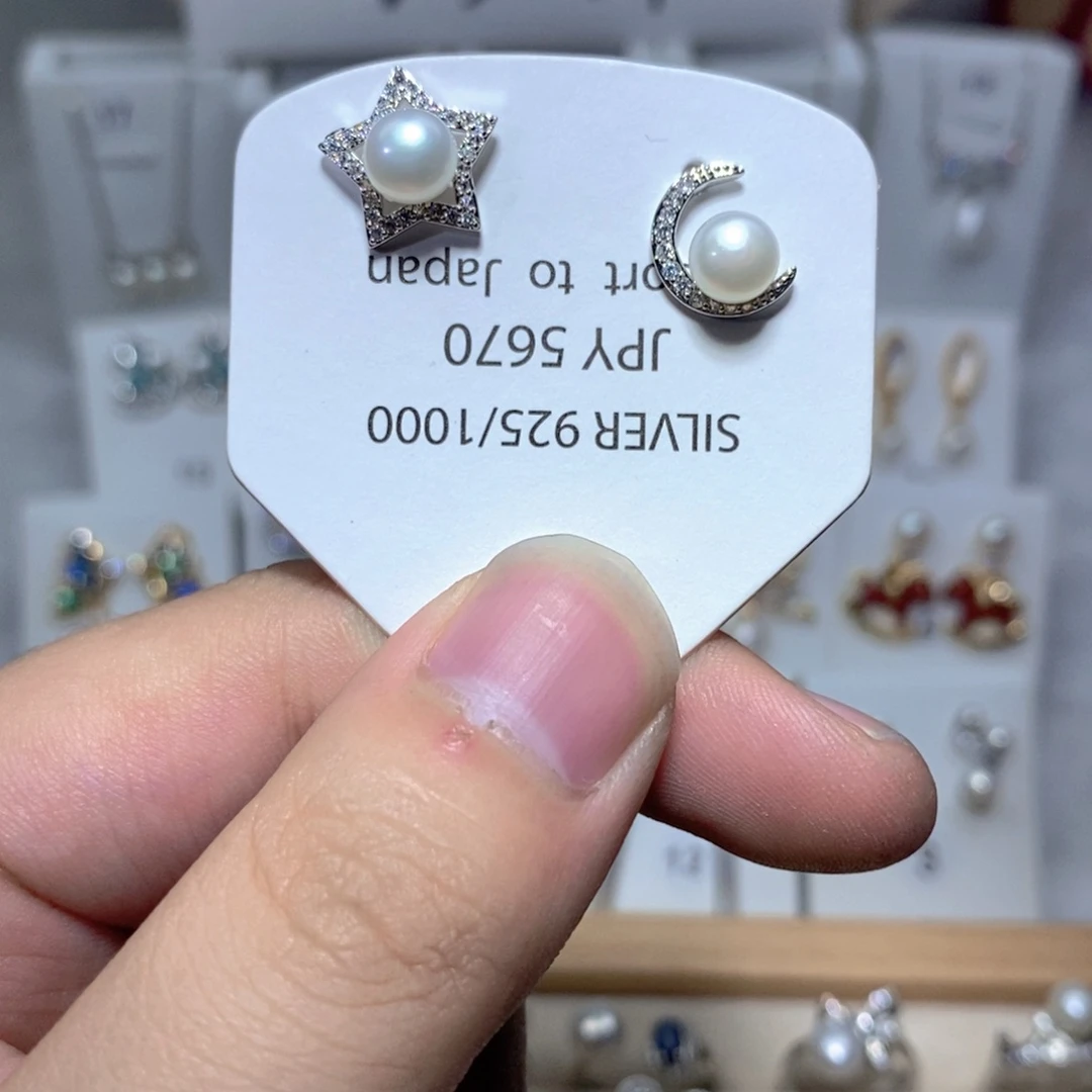 淡水珍珠耳饰银S925镶嵌