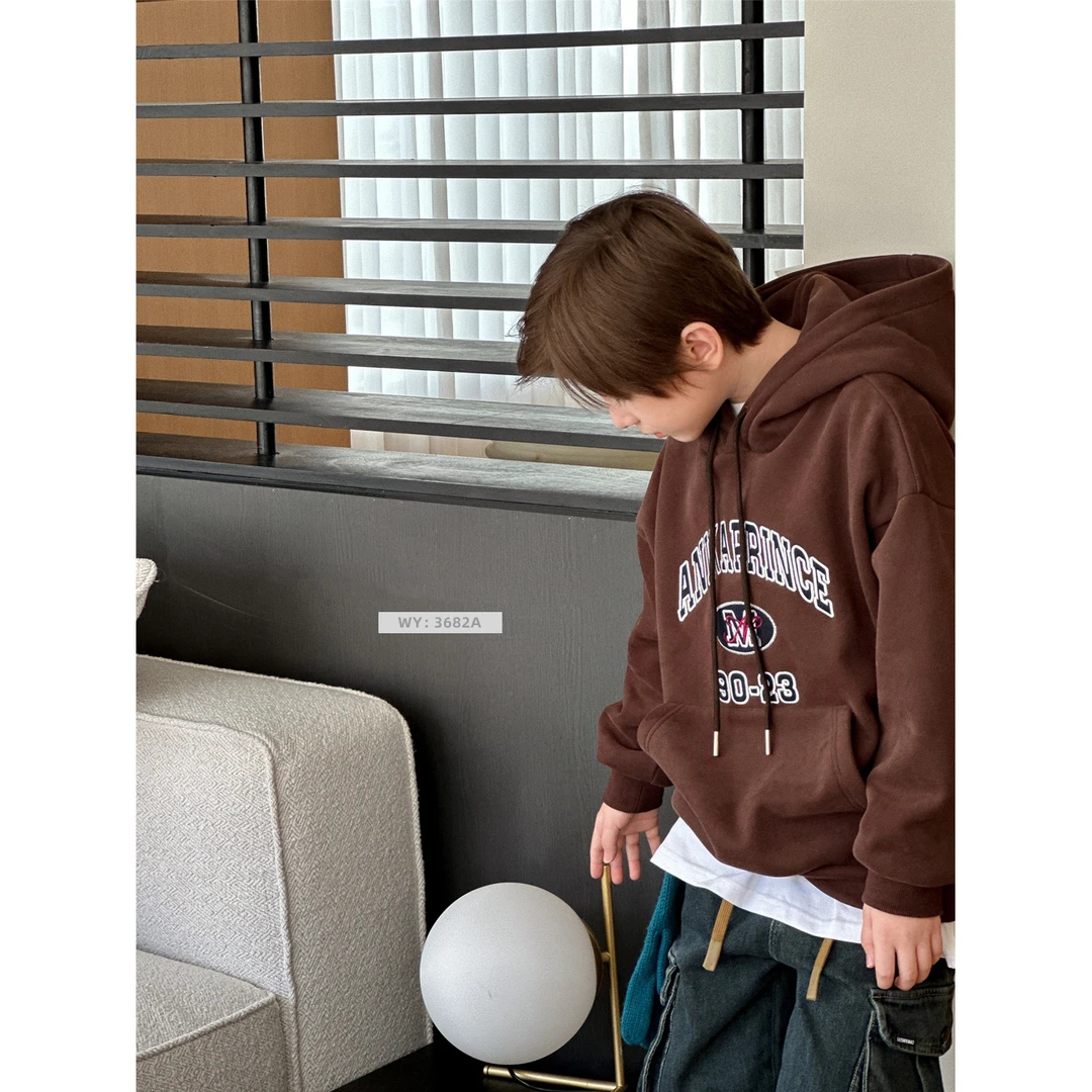 43682高端潮流时尚百搭休闲加绒连帽卫衣B3-1-3