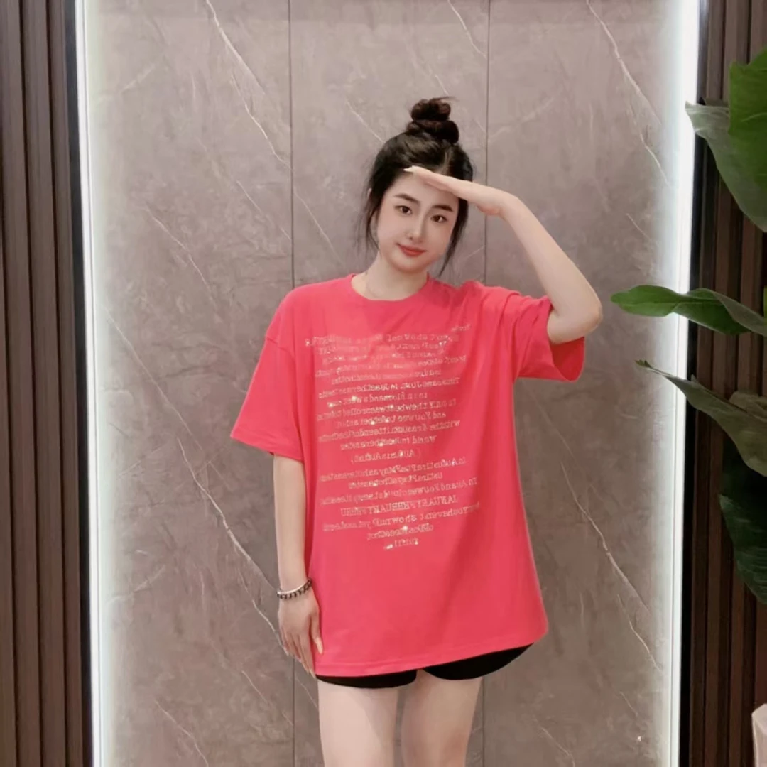 24号  夏季(英文字母）新款ins高颜值烫钻上衣气质百搭圆领休闲