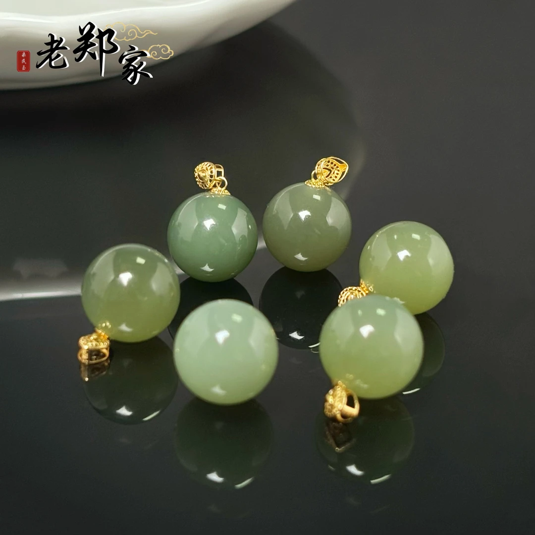 【老郑家】18K金镶和田玉单珠挂件(多样性发1件) 2283-1