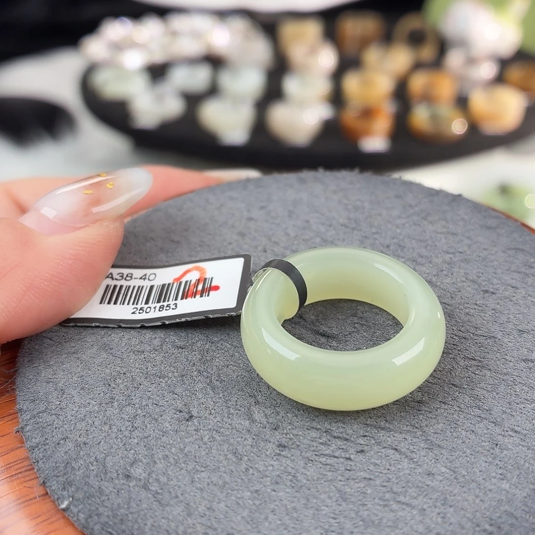 和田玉（糖玉）未镶嵌戒指S44青提轮胎16.2