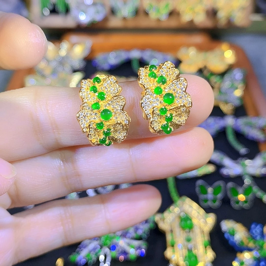 吊坠(不含链)银S925镶嵌翡翠