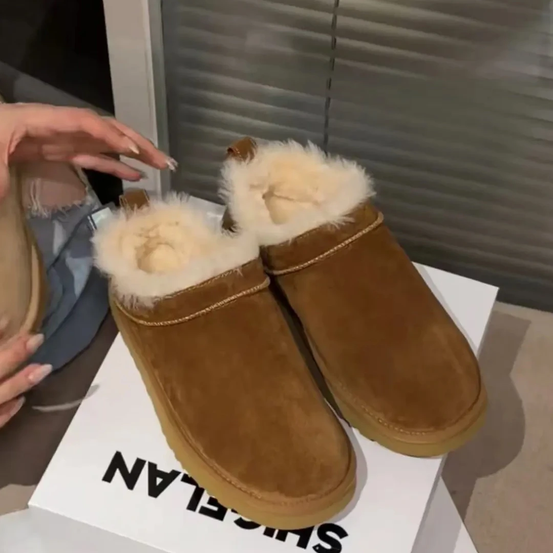 诗歌兰女靴新款羊毛加绒雪地靴短靴百搭轻便