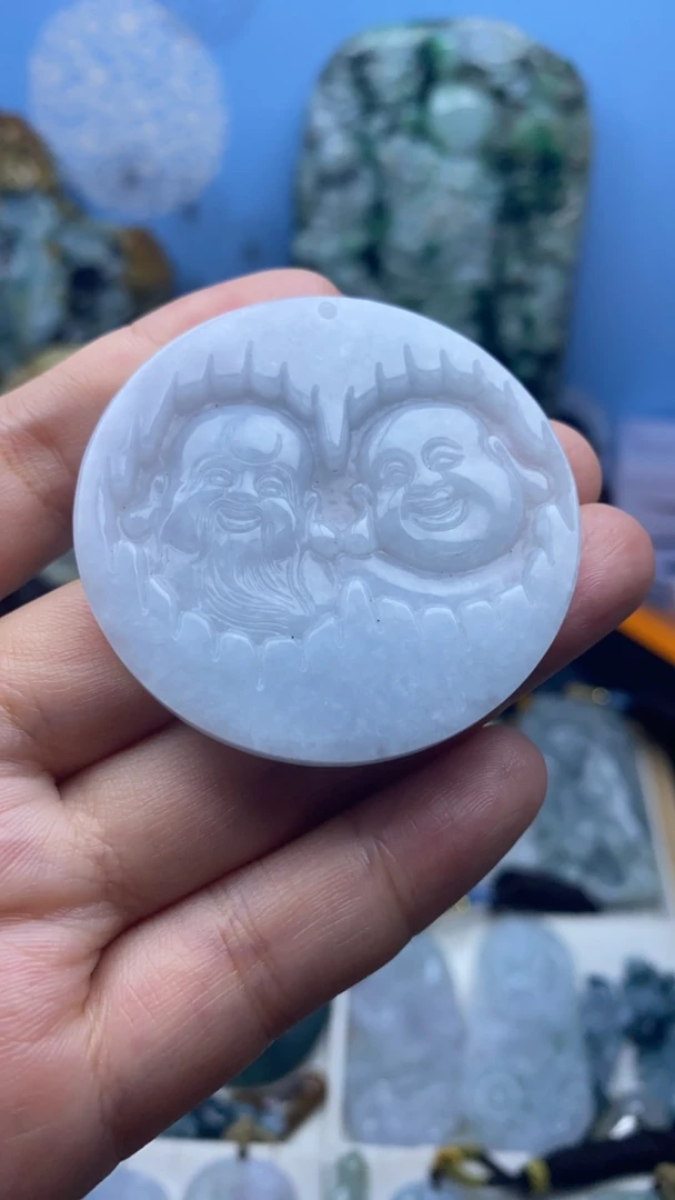 天然翡翠福寿双全吊坠