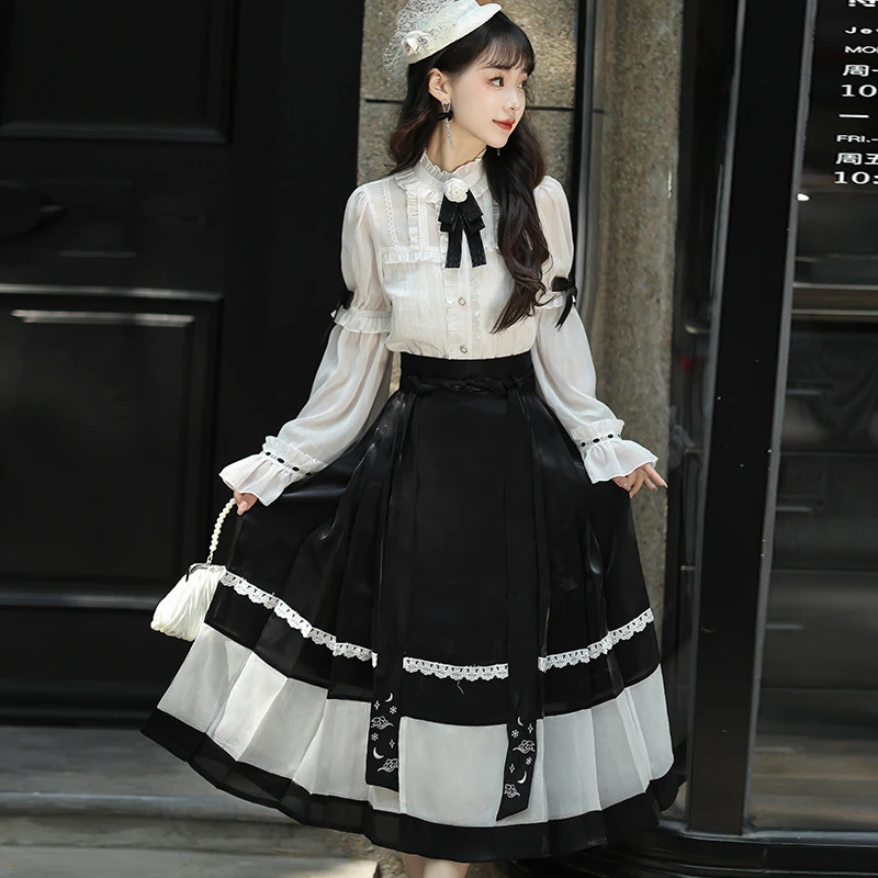 原创设计月光曲中国风改良汉元素日常汉服女套装