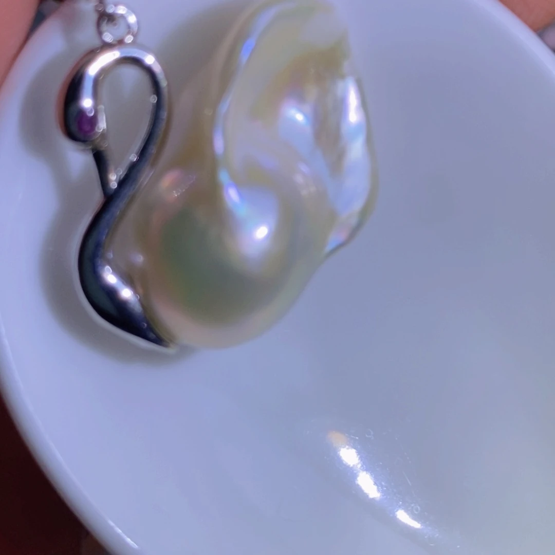 银S925镶嵌天然淡水珍珠淡水珍珠