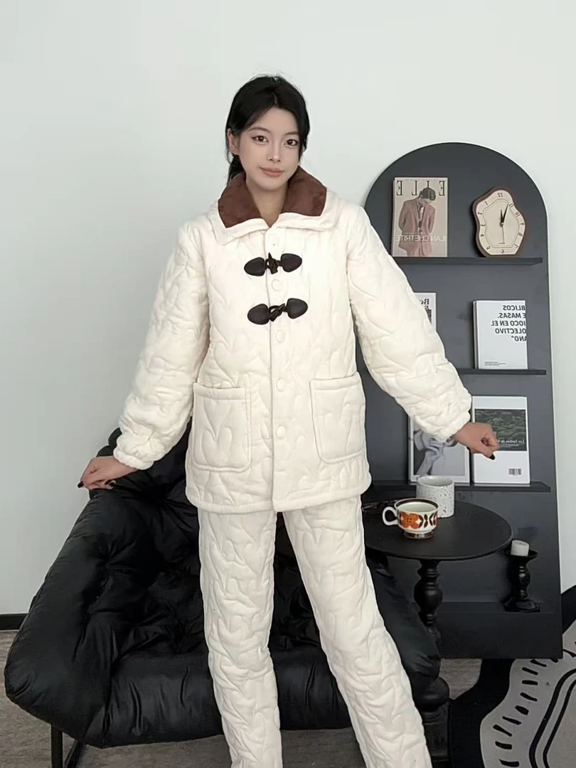 【0263国风】新款中式睡衣女冬季三层夹棉袄加绒加厚国风外穿家居服