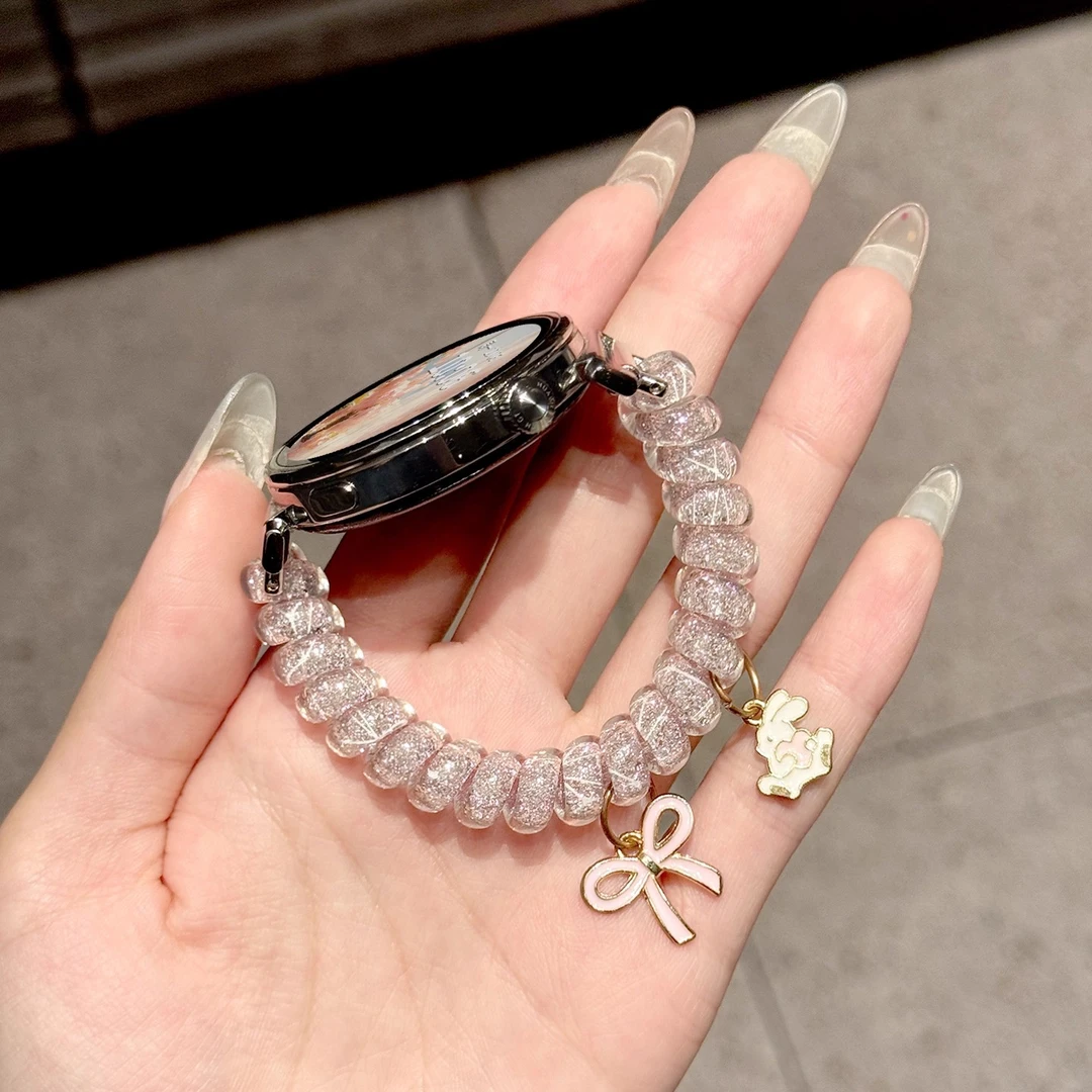 蝴蝶结闪粉发圈适用于华为手表gt6表带新品GT5/5pro弹力gt4塑胶女