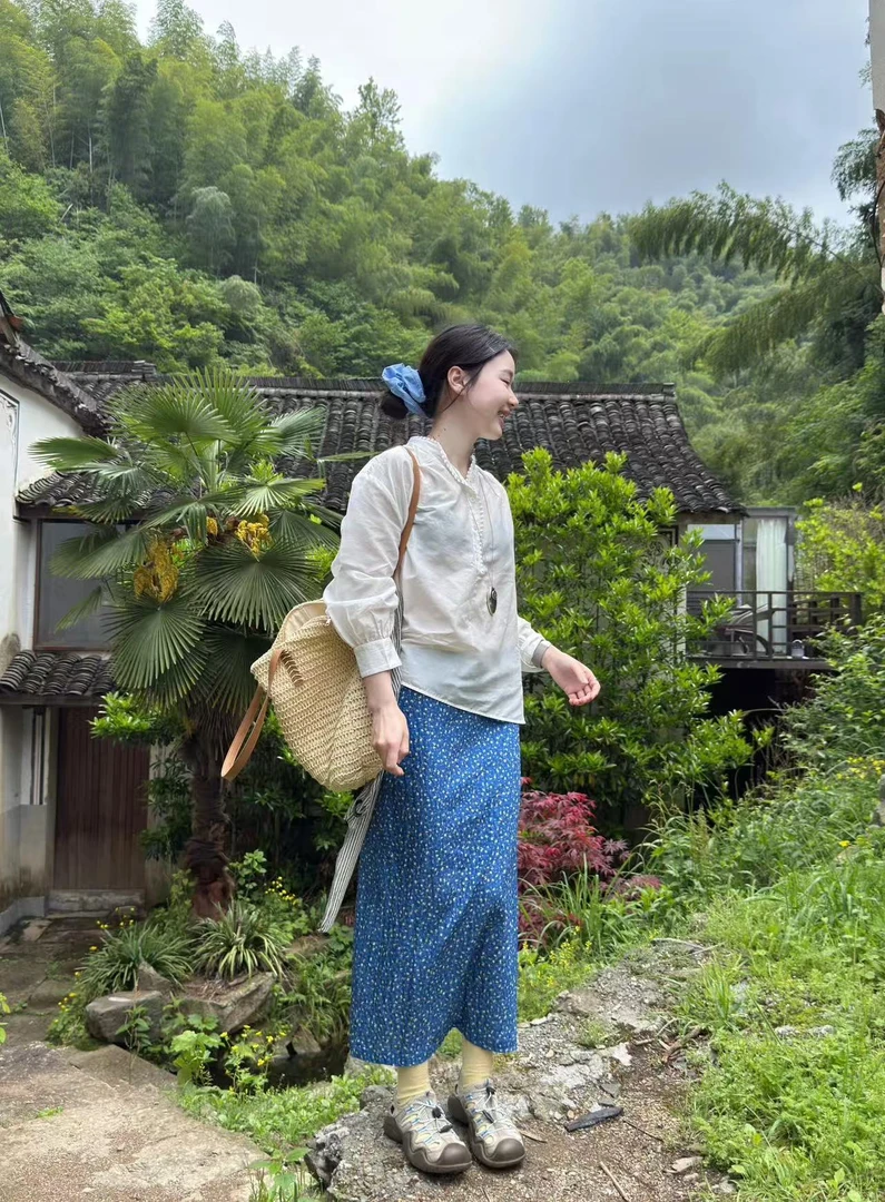 2025夏季新款法式气质温柔浪漫通小立领白色长袖衬衫百搭半身裙