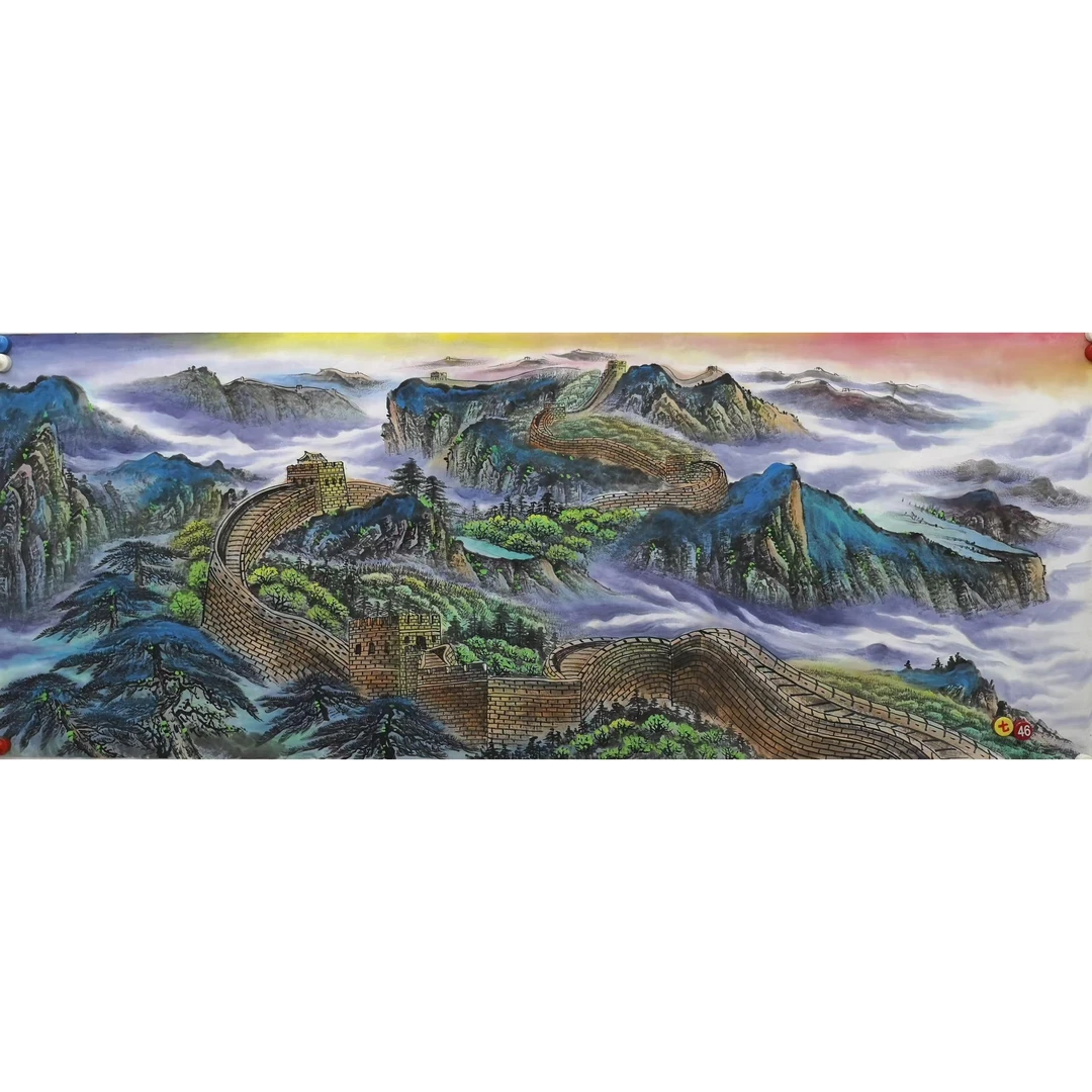 长城雄风68*180厘米的万里长城山水画客厅沙发背景墙办公室装饰画