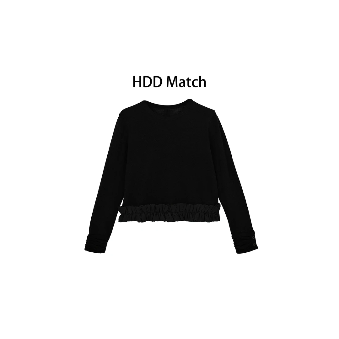 HDD- "拼接花边" 100%羊毛 秋冬女款法式拼接花边品质上衣 Y9478