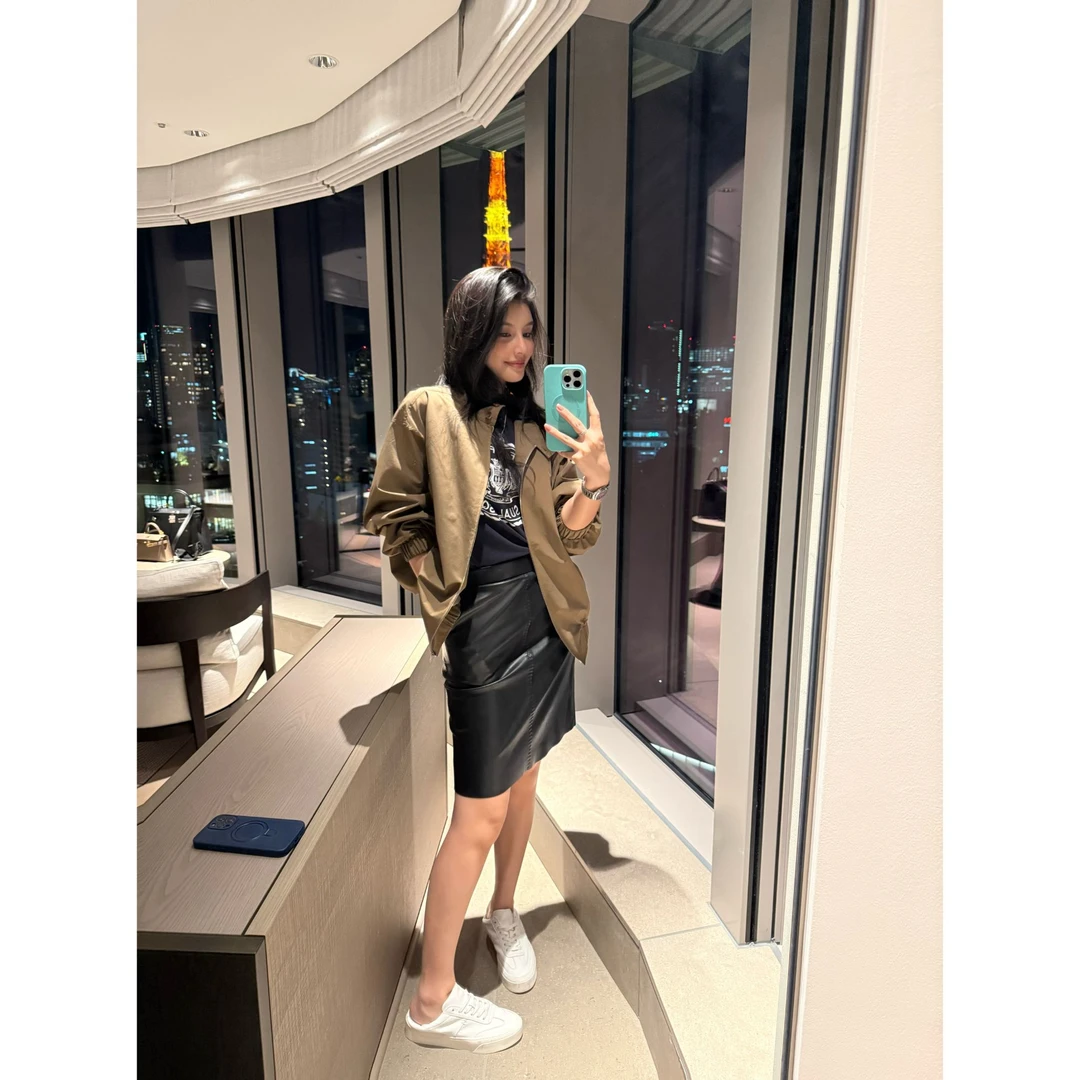 RRB Design「都市精英」气质经典显瘦百搭后开叉半身裙皮裙