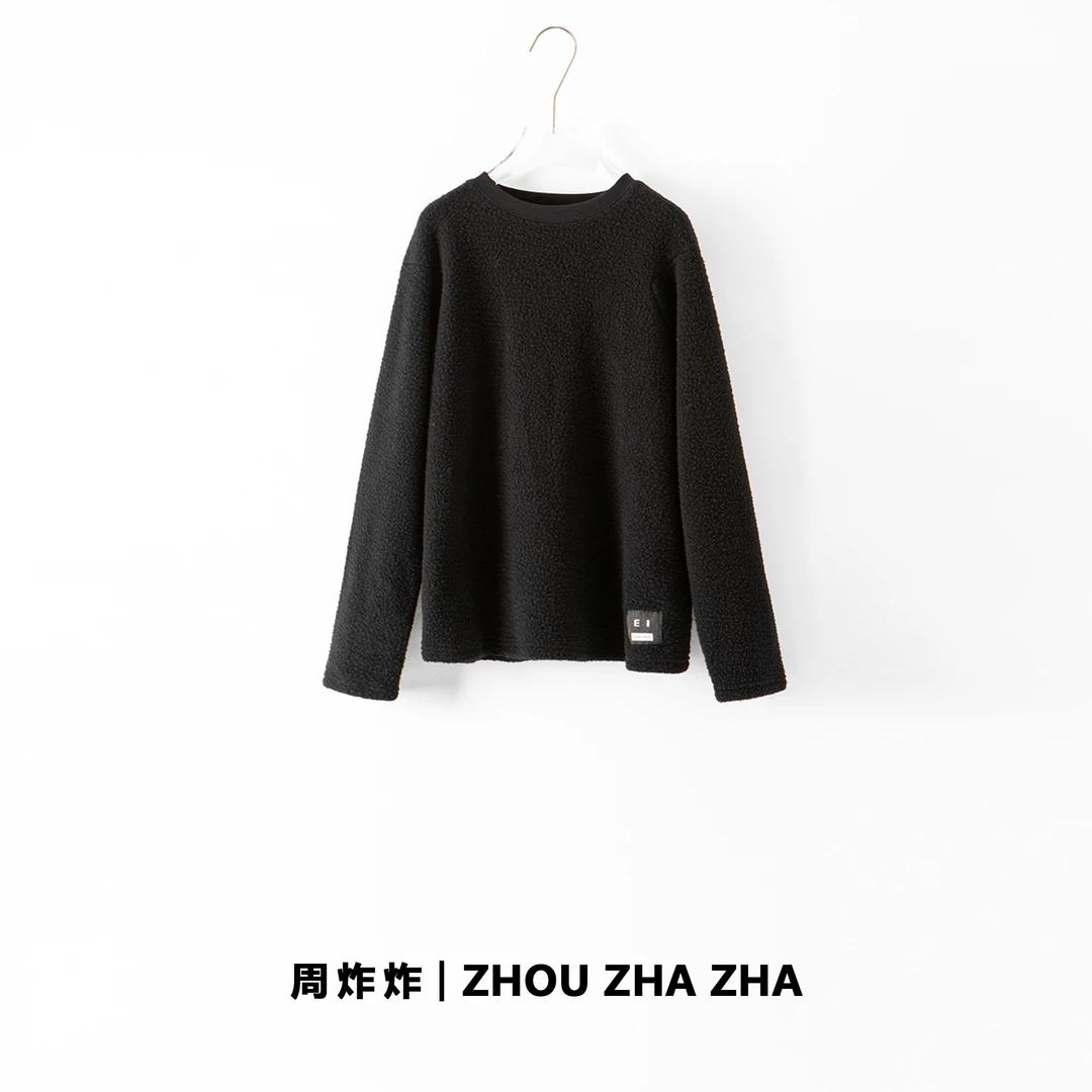 【周炸炸】羊毛棉混纺 极简风毛绒宽松慵懒套头卫衣#247899
