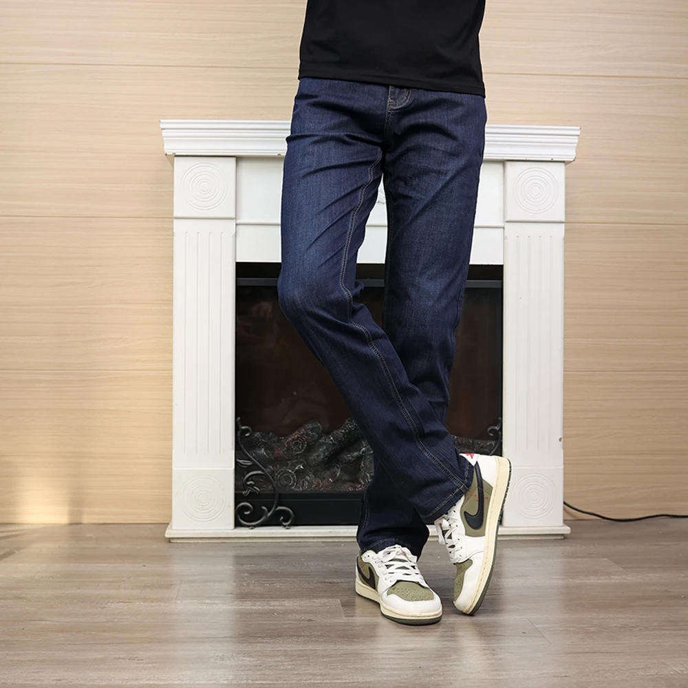 荷波撒纳温高端牛仔裤男士夏季薄款修身直筒潮流百搭弹力休闲长裤