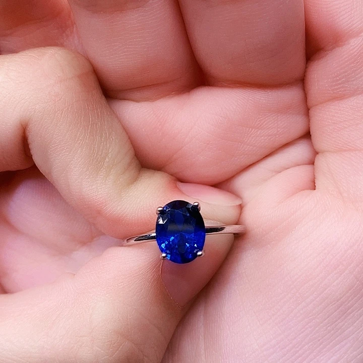 戒指银S925镶嵌蓝宝石