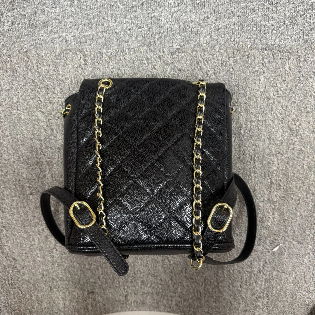 【A20】   新款经典 鱼子酱双口袋双肩包-黑色