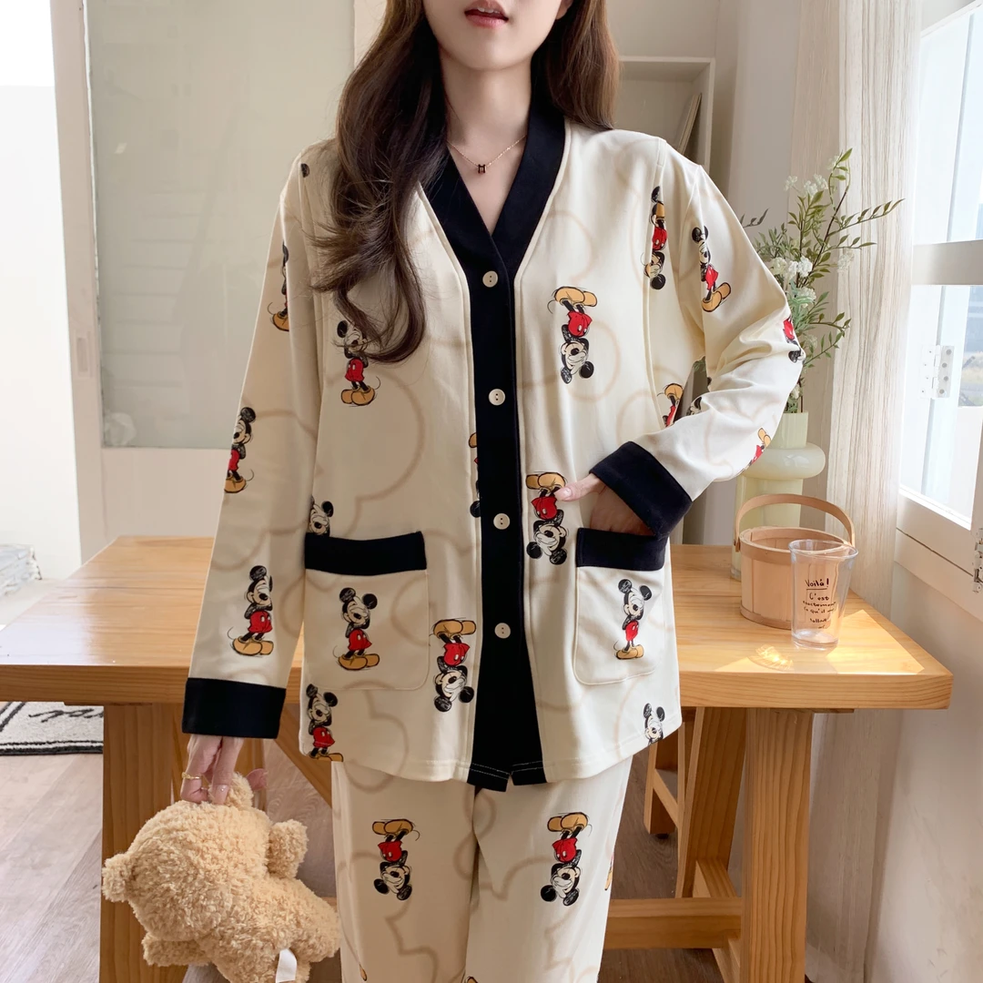 【带胸垫】月子服春夏薄款产后长袖孕妇睡衣喂奶透气产妇哺乳家居服