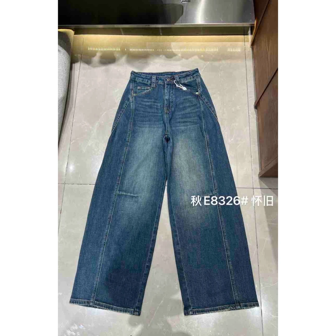 AWY 福（9ZV8326#）极简裁剪线 设计感阔腿牛仔裤9-26