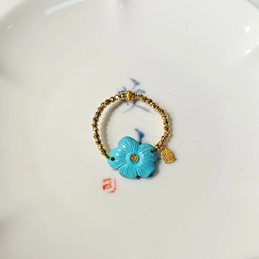 绿松石小花戒指1153 18k金 多样性发货