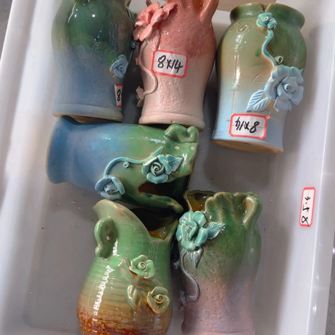 紫砂花盆粗陶精雕