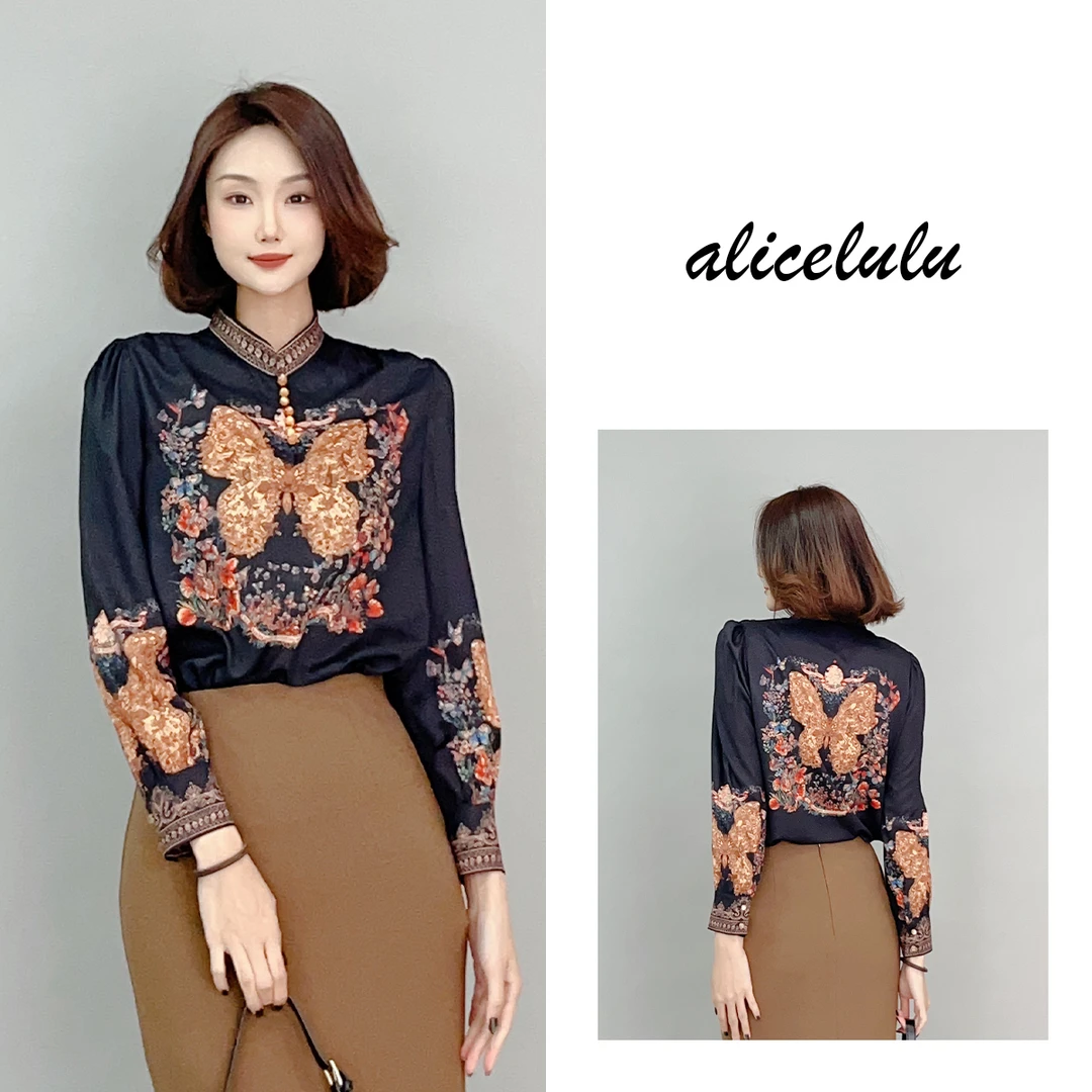 1 alicelulu “蝴蝶泉边”衬衫 浪漫印花 轻柔百搭 S2141713W