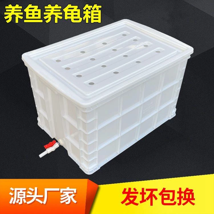 加厚养龟箱塑料养鱼箱带排水养龟养鱼箱带透气孔养殖周转箱带盖子