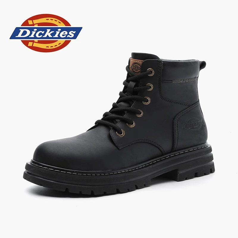 Dickies新款黑骑士马丁靴复古增高厚底防滑高帮工装男靴冬季真皮