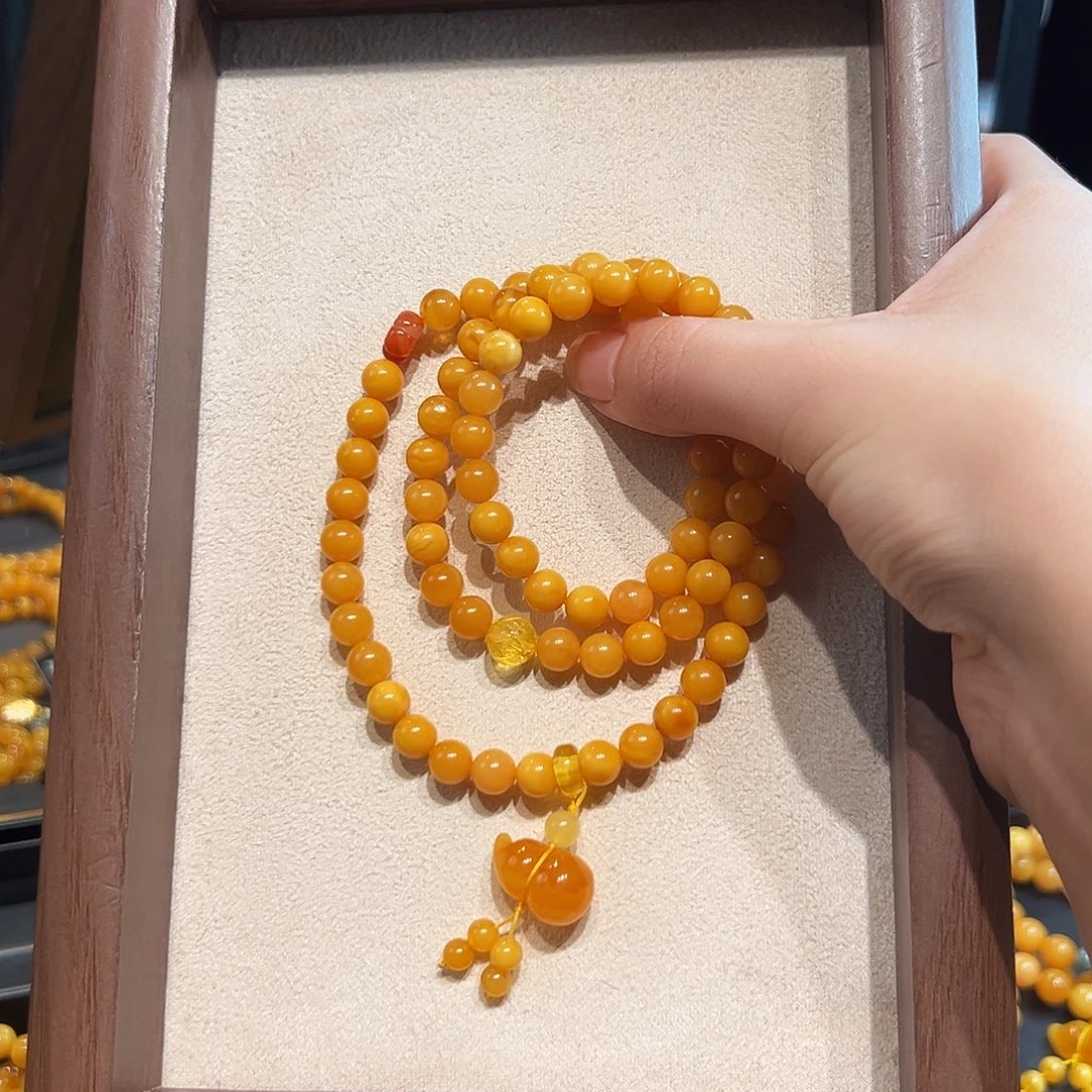 蜜蜡未镶嵌手链7.7mm蜜蜡手串