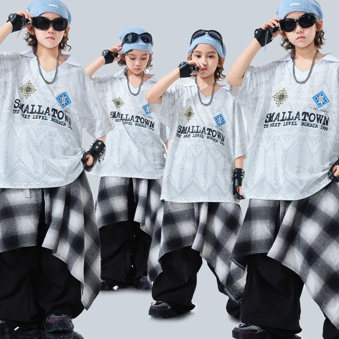 少儿街舞潮服男女童宽松T恤嘻哈hiphop舞蹈练功服架子鼓表演出服