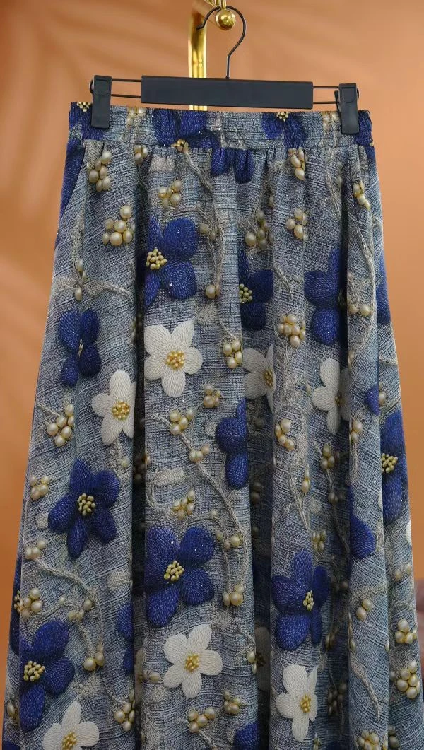 洋气减龄时尚女装裙2025夏季新款宽松休闲松紧高腰裙