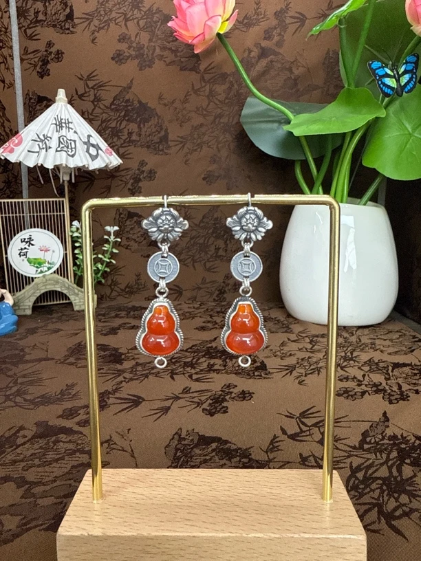 925银耳饰 小郑家复古纯手工银制品